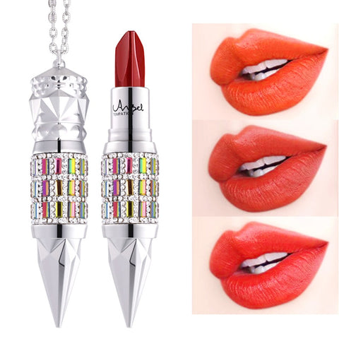Diamond Queen Scepter Matte Lipstick Waterproof Long Lasting Non-stick Cup 3 Colors In 1 Sexy Pearl Beauty Lipstick Set Makeup