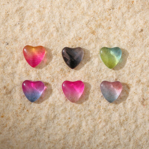 Beyprern 50Pcs/Bag Nail Art Accessories 3D Colorful Transparent Gradient Love Heart Nail Decorations DIY Resin Manicure Charms Supplies