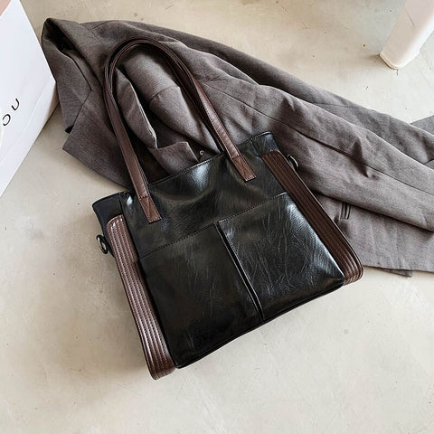 New Trend Vintage Soft Shoulder Bag Large capacity female texture fashion versatile portable Shopping Tote bag