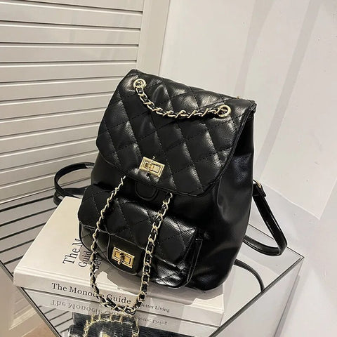 Women's Bag The new 2022 simple and popular chain Backpack fashion texture Portable Backpack
