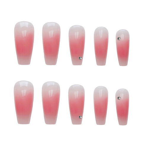 Easter Press On Nails With Adhesive Strips Pink Fake Nails Sweet Style Long Paragraph Manicure Save Time False Tip Nails Charms