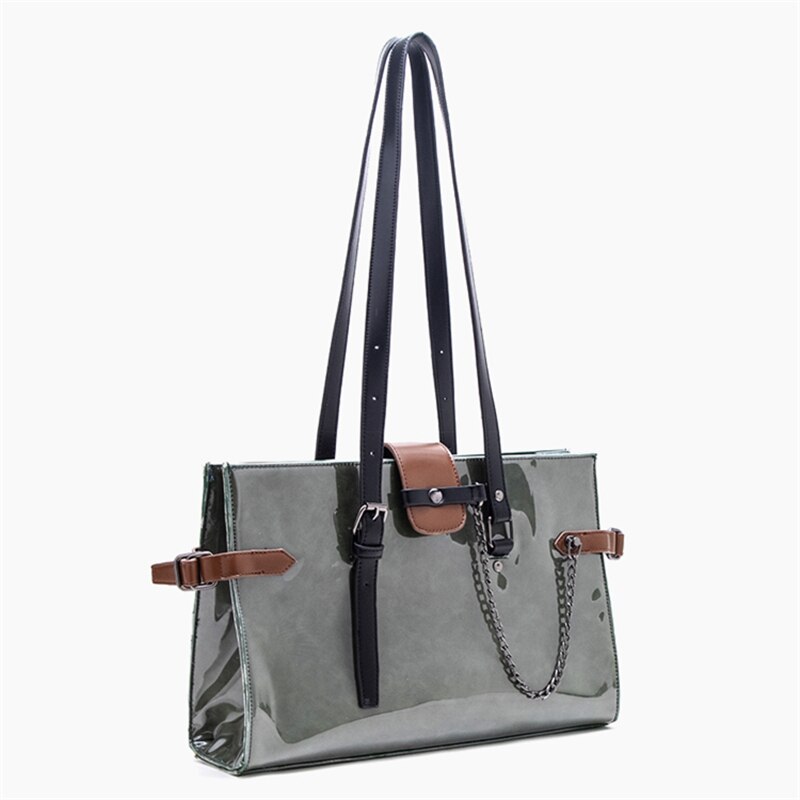 Luxury design PVC personalized snake chain Tote Bag retro long handle large capacity leisure shoulder bag