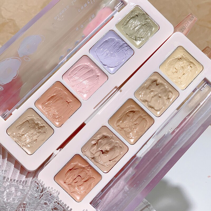 5 Colors Concealer Plate Makeup High Coverage Moisturize Covers Waterproof Longstay Lightweight Creamy Texture Contour Palette