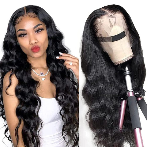 Beyprern HD Transparent Lace Frontal Wigs 30 32 34 Inch Body Wave Lace Front Human Hair Wigs Pre Pluckd 13X6 Brazilian Lace Frontal Wig