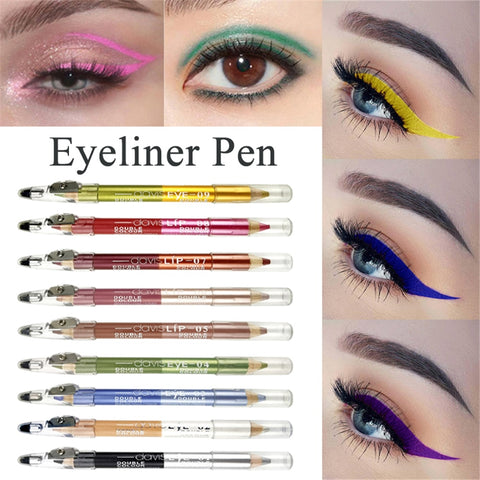 Beyprern Double-Headed Durable Sweatproof Eyeliner Pencil Eye Shadow Pencil Lasting Eye Liner Pencil Pigment Waterproof Eye Makeup Tools