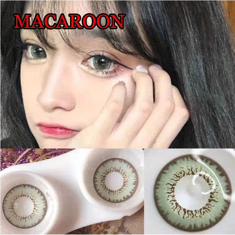 Cosplay 14.50mm Soft Eye Contacts Lenses Glasses with Prescription lentille de couleur yeux Macaroon Green