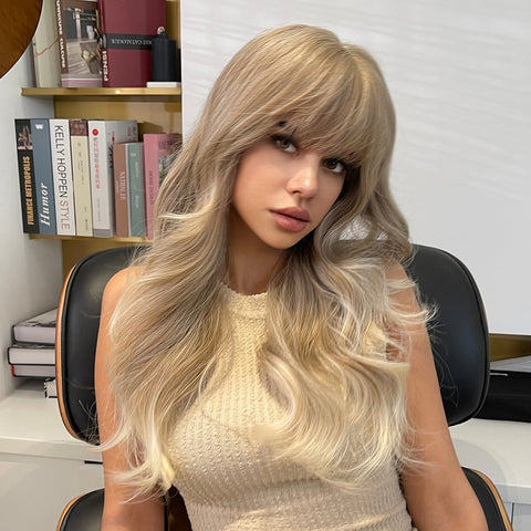 Black Friday Big Sales Synthetic Long Curly Wig With Bangs Fluffy Wigs For Women High Temperature Daily Cosplay Hair