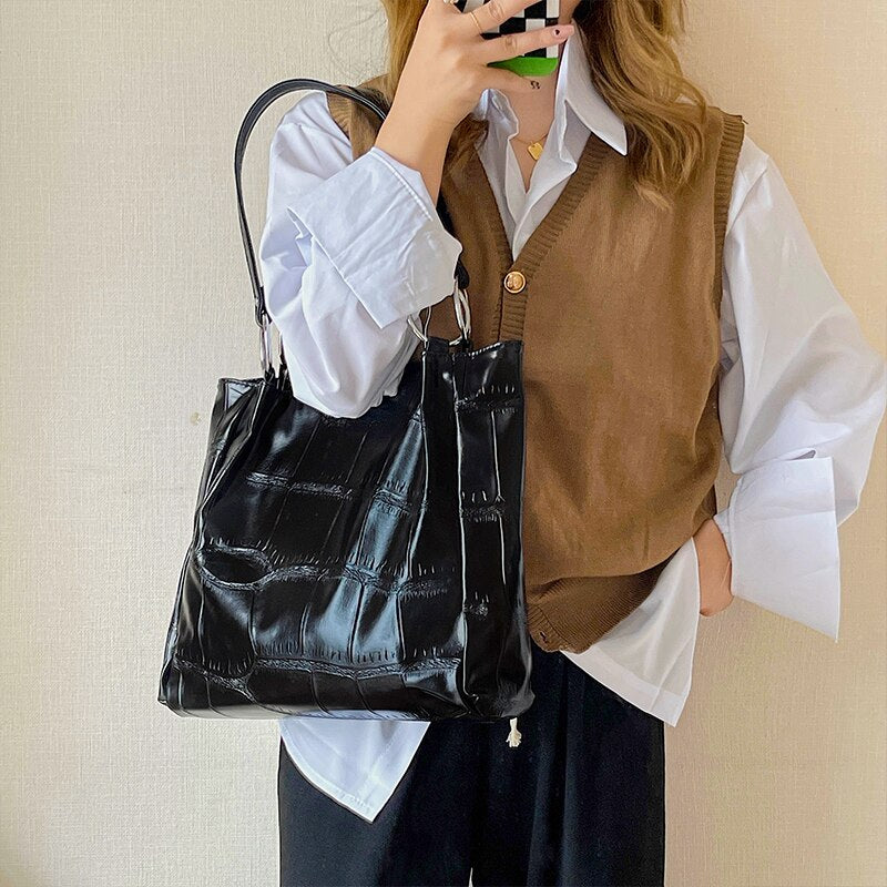 Tote bag new fashion simplehandbag large capacity shoulder bag texture versatile women's bag