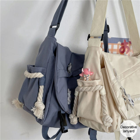 Beyprern Large Capacity Shoulder Bag Japanese Harajuku Retro Work Clothes Mailman Bag Youth Student Messenger Bag Crossbody Bags