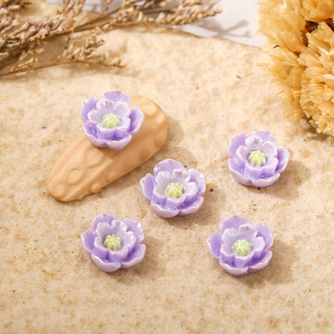 Beyprern 50Pcs Nail Art Charms Flowers Chinese Style Highlight Colorful  For Nail Decorations DIY Stereoscopic Resin Manicure Accessories