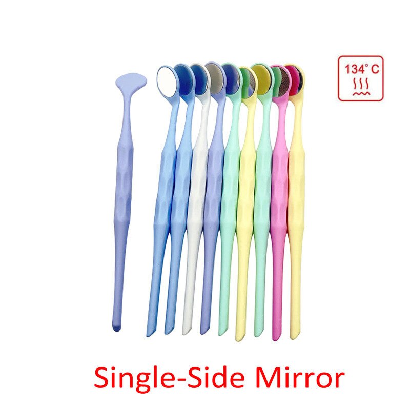 Beyprern 10Pcs/Box Dental Single Double Sided Mouth Mirrors Autoclavable Surface Exam Reflectors With Handle Oral Mirror Tooth Whitening