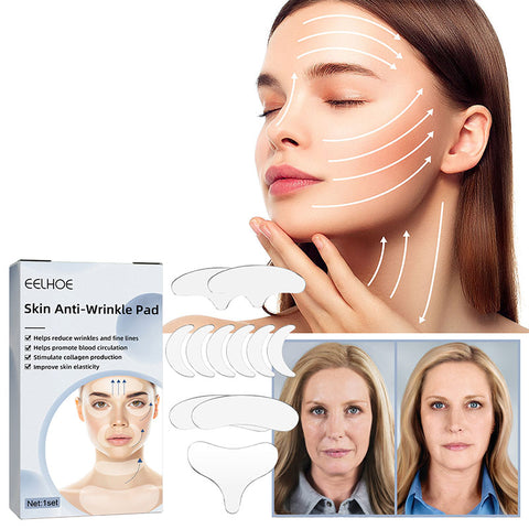 Anti Aging Skin Pads Reusable Silicone Wrinkle Removal Sticker Forehead Neck Line Remover Eye Patches Facial Lifting Strips Set