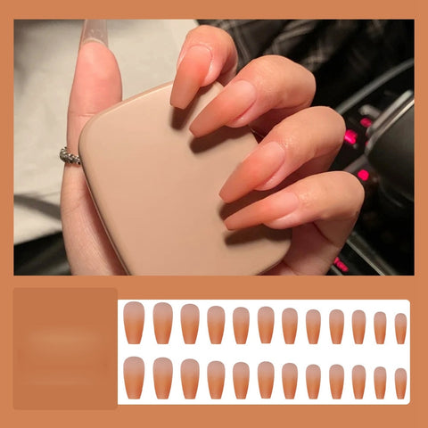 Medium Coffin False Nails 24PCS Orange Matte Gradient Press On Nails Sweet Style Wearable Full Cover Free Shipping Items