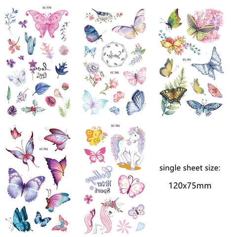 Beyprern 5Pcs Temporary Butterfly Tattoo Stickers Waterproof Arm Clavicle Body Art Sticker Disposable Tatouage Temporaire For Children