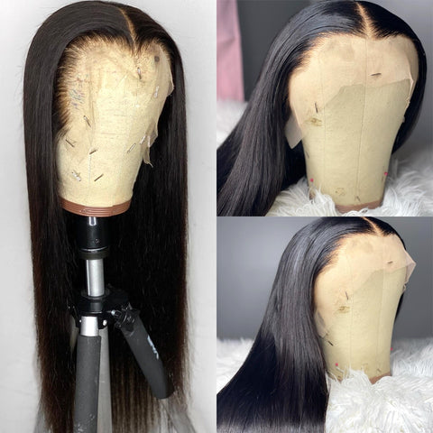 Beyprern 13X4 Hd Lace Frontal Wig 30 Inch Straight Lace Front Wig Brazilian Transparent Straight Lace Front Human Hair Wigs For Women