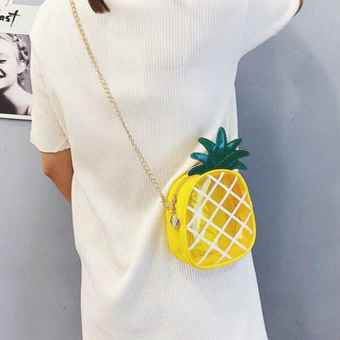 Brand New  Women Transparent Jelly Package Coin Purses Female Pineapple Shape Chain Bag Convenient Coin Purses Crossbody Bags