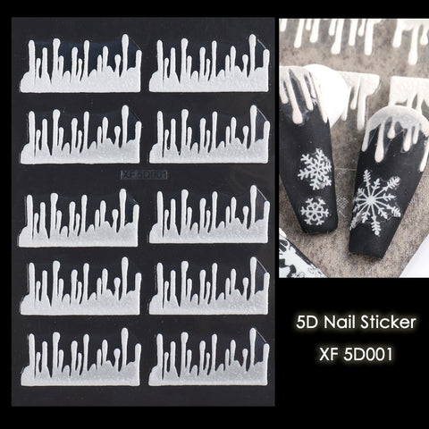 Beyprern Halloween 5D Nail Stickers Spider Web Scream Movie Face Skull Bones Pumpkin Nail Art Embossed Decals Sliders Manicure TRSTZ-5D