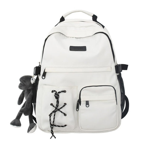 White Women's Nylon Backpacks For Cute Girls Preppy Style School Bag Large Capacity Anti Theft Rucksack New Lady Canvas Mochila