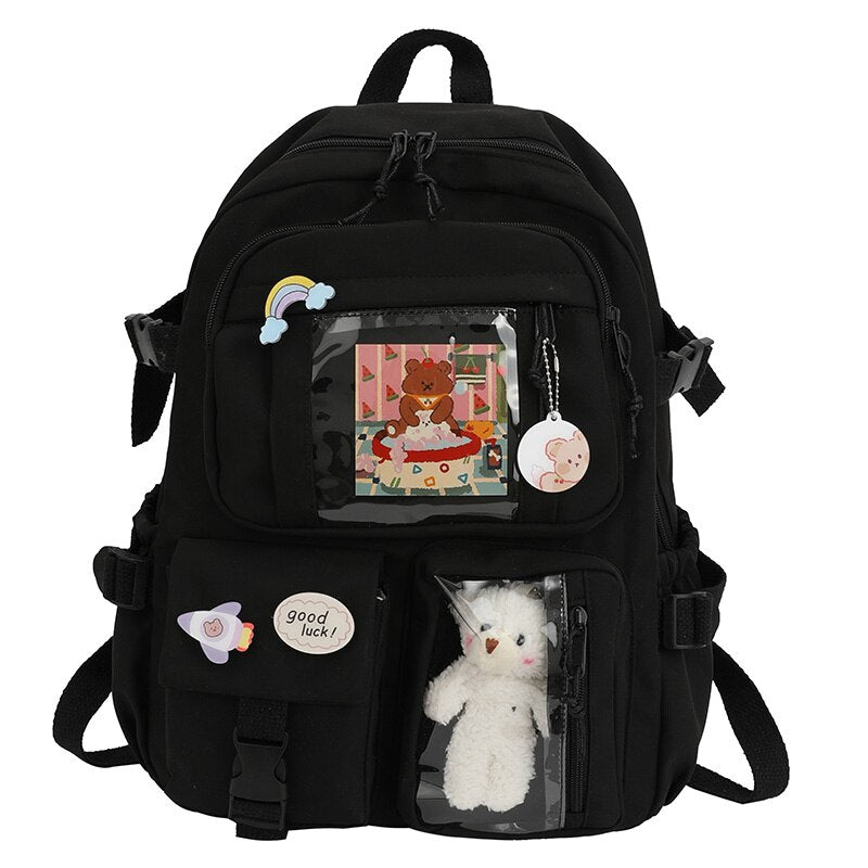 Back To School 2023 Cute Women Backpacks Waterproof Multi-Pocket Nylon School Backpack for Student Female Girls Kawaii Laptop Book Pack Mochilas