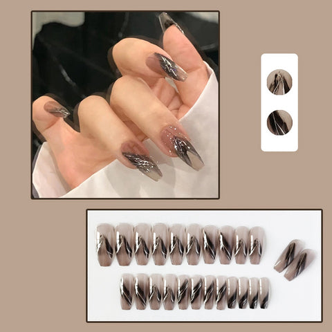 Artificial Ballerina Nails Mid-length Fake Nails Gradient Wear Nail Stickers Finished False Nails Press On Nails French Coffin