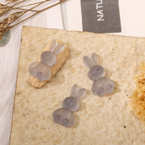 Beyprern 20Pcs/Bag Nail Art Charms Long Ear Rabbit Colorful Jelly Design Flat Bottom Nails Decorations DIY 3D Resin Manicure Accessories