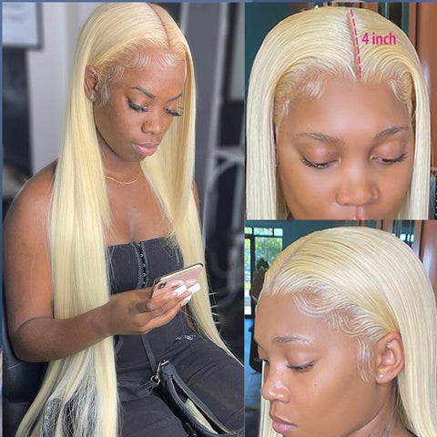 Beyprern 613 Platinum Blonde HD Transparent Lace Frontal Human Hair Wigs 13X4 32 34 Bone Brazilian Straight Lace Front Human Hair Wigs