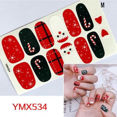 Christmas gifts Christmas Nail Art Stickers Full Cover Cartoon Decals Self Adhesive Shiny Cute Santa Claus Snowflate Decor Stickers For Manicure