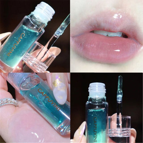Beyprern Transparent Crystal Jelly Lipgloss Shiny Clear Mirror Water Lip Oil Moisturizing Lip Balm Liquid Lipstick Fruit Taste Lip Tint