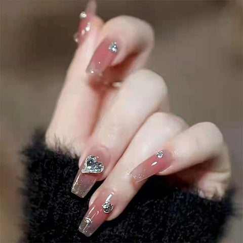 Beyprern 24Pcs Multiple Styles Fake Nails Detachable French With Diamond Stars False Nails Press On Nails Full Nail Art Tips 2022 New