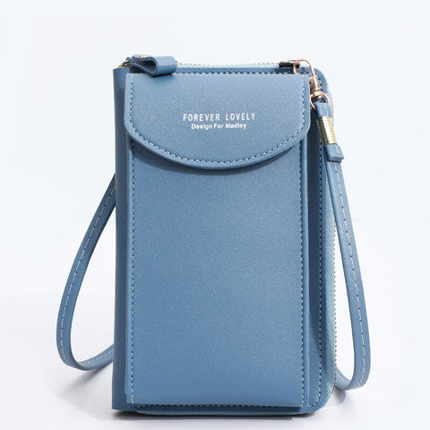 Beyprern Women Shoulder Strap Purses Solid Color Leather Summer Bag Short Travel Mobile Phone Bag Card Holders Storage Wallet Flap Pocket