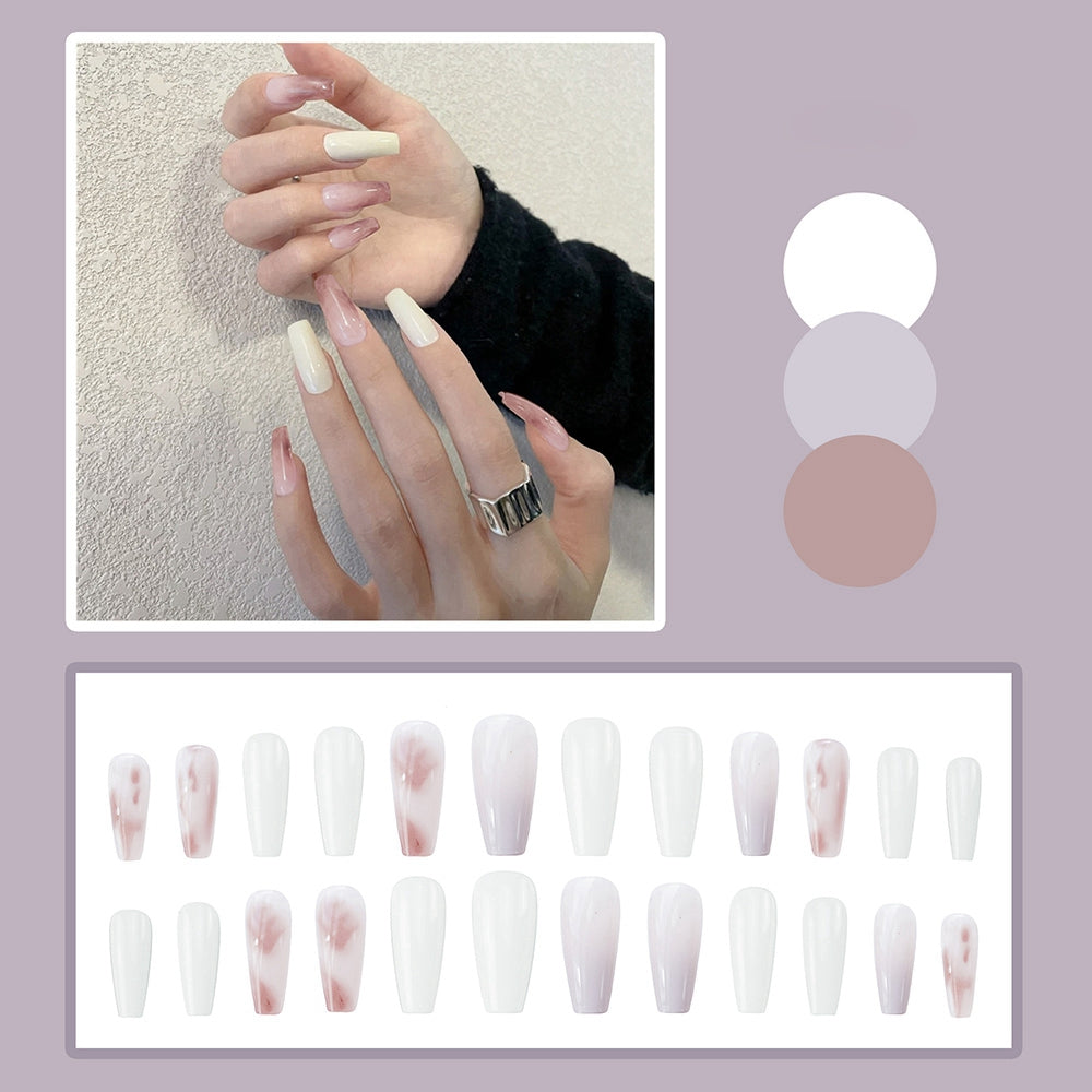 Artificial Ballerina Nails Mid-length Fake Nails Gradient Wear Nail Stickers Finished False Nails Press On Nails French Coffin