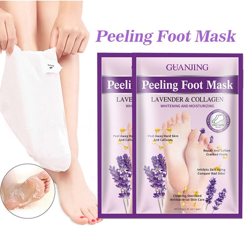 Beyprern 2Pack Peeling Foot Mask Remove Callus Moisturizing Feet Care Socks Rose & Lavender Collagen Exfoliating Whitening Foot Spa Masks