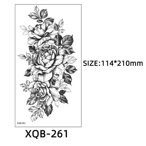 Beyprern Black Rose Tattoos For Women Large Size Sexy Flower Pattern Designs Waterproof Fake Tattoos For Arm Body Art Sleeve Body Sticker