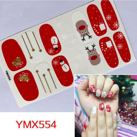 Christmas gifts Christmas Nail Art Stickers  Full Cover Cartoon Decals Self Adhesive Santa Claus Snowflate Decor Stickers For Manicure