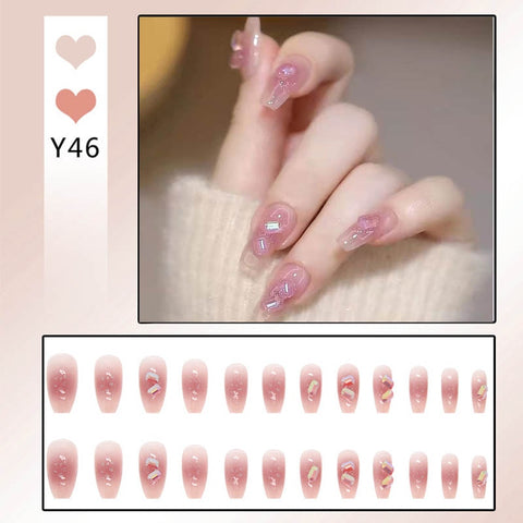 Beyprern 24PCS 2022 Press On Nails Rhinestones Design Fake Nails With Glitter Full Coverage  Free Shipping Items Press On Nails
