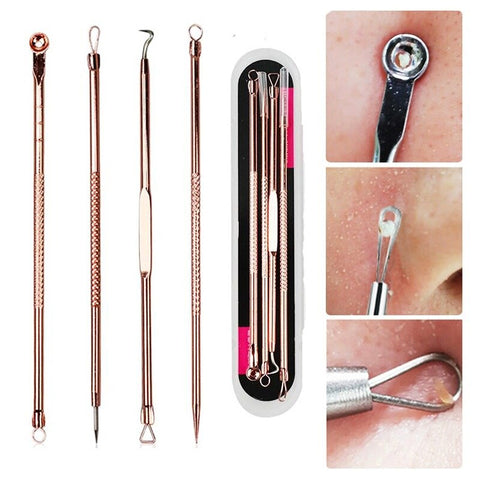 5/4/3 Pcs Stainless Steel Blackhead Remover Tool Kit Face Massage Whitehead Pimple Spot Comedone Acne Extractor Face Massager
