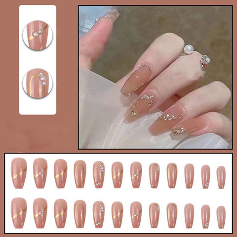 Beyprern 24Pcs Butterfly Decorated False Nails Removable Long Paragraph Fashion Manicure Press On Nail Tips Full Cover Acrylic For Girls