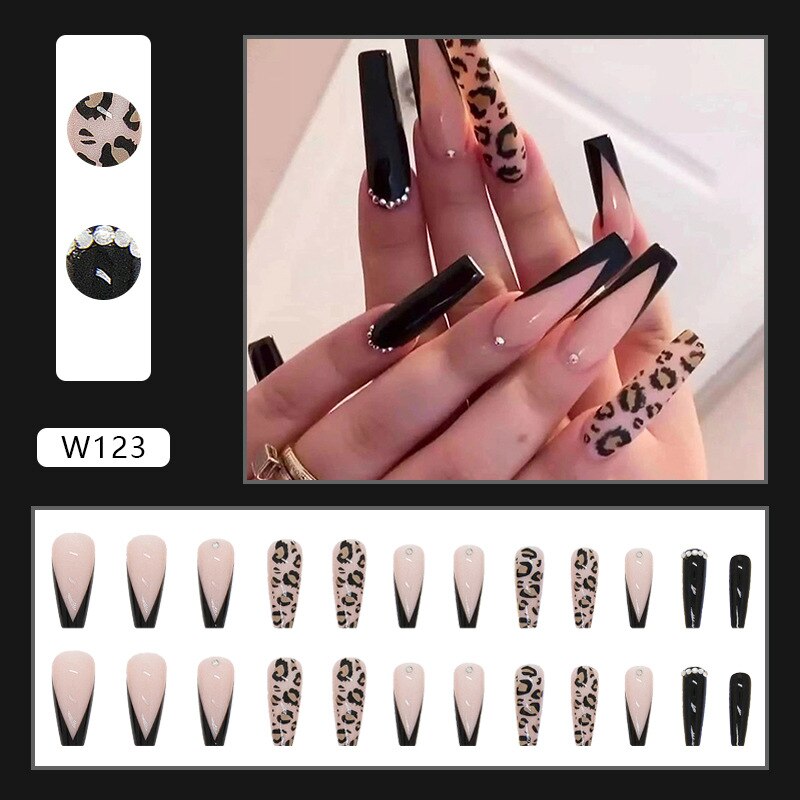 Thanksgiving Day Gifts W123 V Shape French Nails Set Press On Faux Ongles With Designs