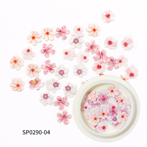Beyprern 2Boxes Nail Art Accessories Wood Pulp Chips Colorful Simulation Flowers Daisy For Nails Decorations DIY Manicure Charms Supplies