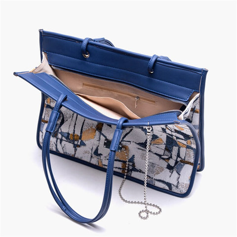 Luxury Design oil painting color chain decoration Large-capacity tote bag schoolbag Fashion commuter Bag