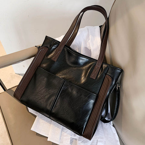 New Trend Vintage Soft Shoulder Bag Large capacity female texture fashion versatile portable Shopping Tote bag