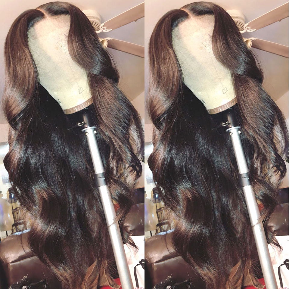 Beyprern Beauty Lueen Brazilian Body Wave Wig HD Transparent Wavy Human Hair Lace Wigs 180 Density Middle T PART Lace Wigs Free Shipping