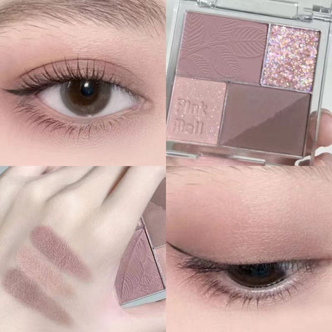 5 Colors Smoked Rose Matte Eyeshadow Palette Pearly Shimmer Eye Shadow Silky Glitter Nude Eye Pigments Palet Shiny Eye Makeup
