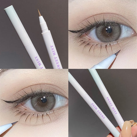 Beyprern Liquid Eyeliner Lying Silkworm Pen Matte Shadow Long-Lasting Waterproof Quick-Dry Tea Brown Pen Glitter Eye Makeup Beauty Tools