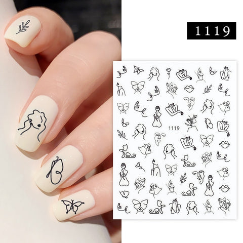 Christmas gifts 1Pc Christmas Stickers Santa Claus Snowflake Decals Catoon Image Muti- Pattern New Year Halloween Nail Art Stickers For Manicure