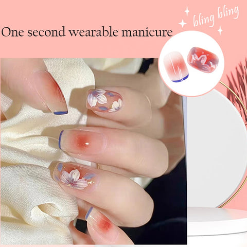 Easter  24PCS Short Short Artificial Press On Nail Cute Flowers Design Sweet Style Full Coverage Nails Press On Nails Charms Summer