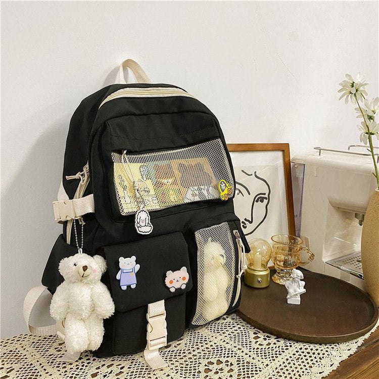 Kawaii Nylon Women Backpack Fashion Waterproof Rucksack For Teen Girls School Bag Cute Student Bookbag Travel Mochila