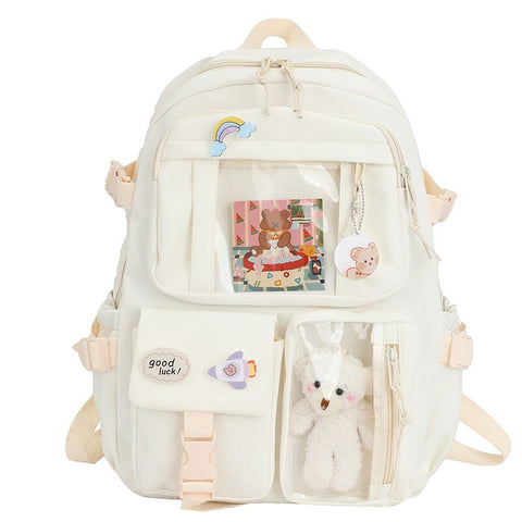 Back To School 2023 Cute Women Backpacks Waterproof Multi-Pocket Nylon School Backpack for Student Female Girls Kawaii Laptop Book Pack Mochilas