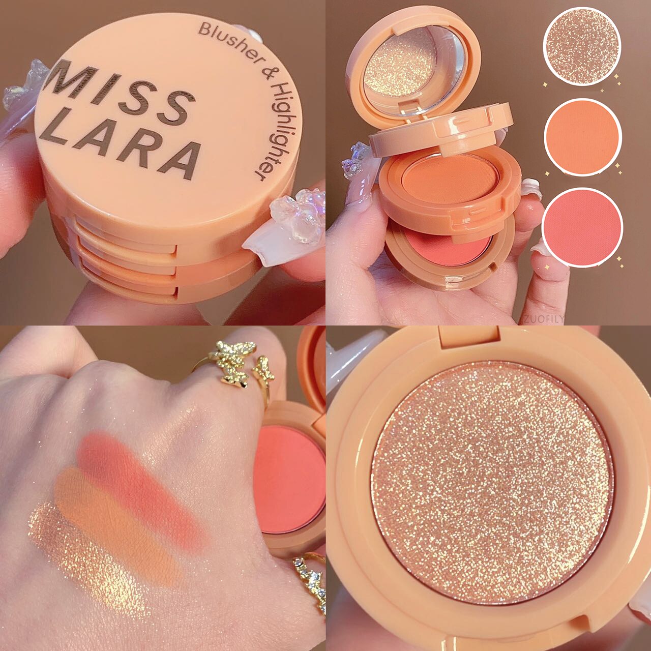 High-gloss Blush Shadow Contouring Hair Powder All-in-one Palette Pearlescent Brightening Lying silkworm Natural Eyebrow Powder