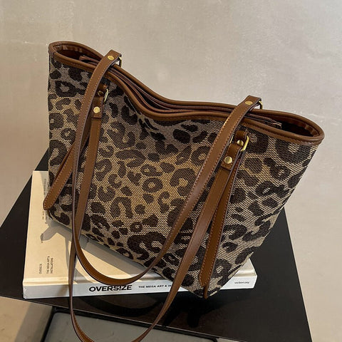 Women's bag Large capacity fashion leisure shoulder bag leopard print School Commuter Bag Tote Bag